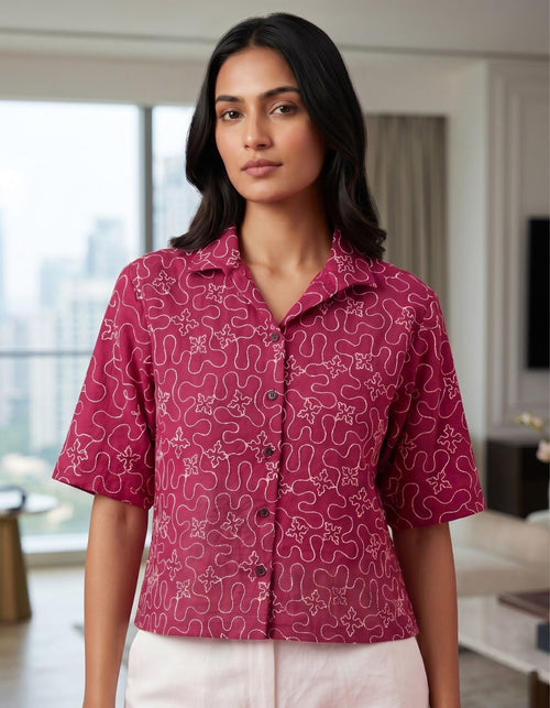 Zeya Cropped Embroidered Shirt
