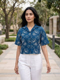 Aureline Blue Cropped Shirt