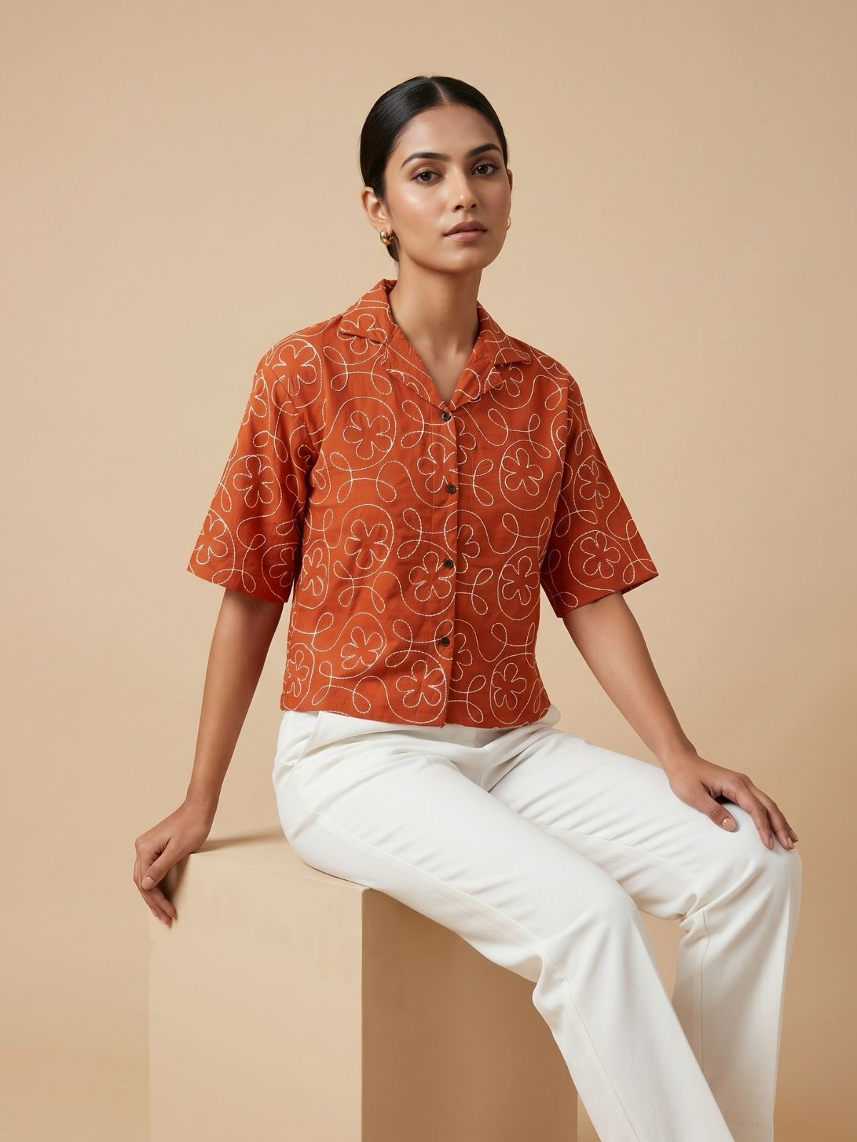 Riva Embroidered Cropped Shirt