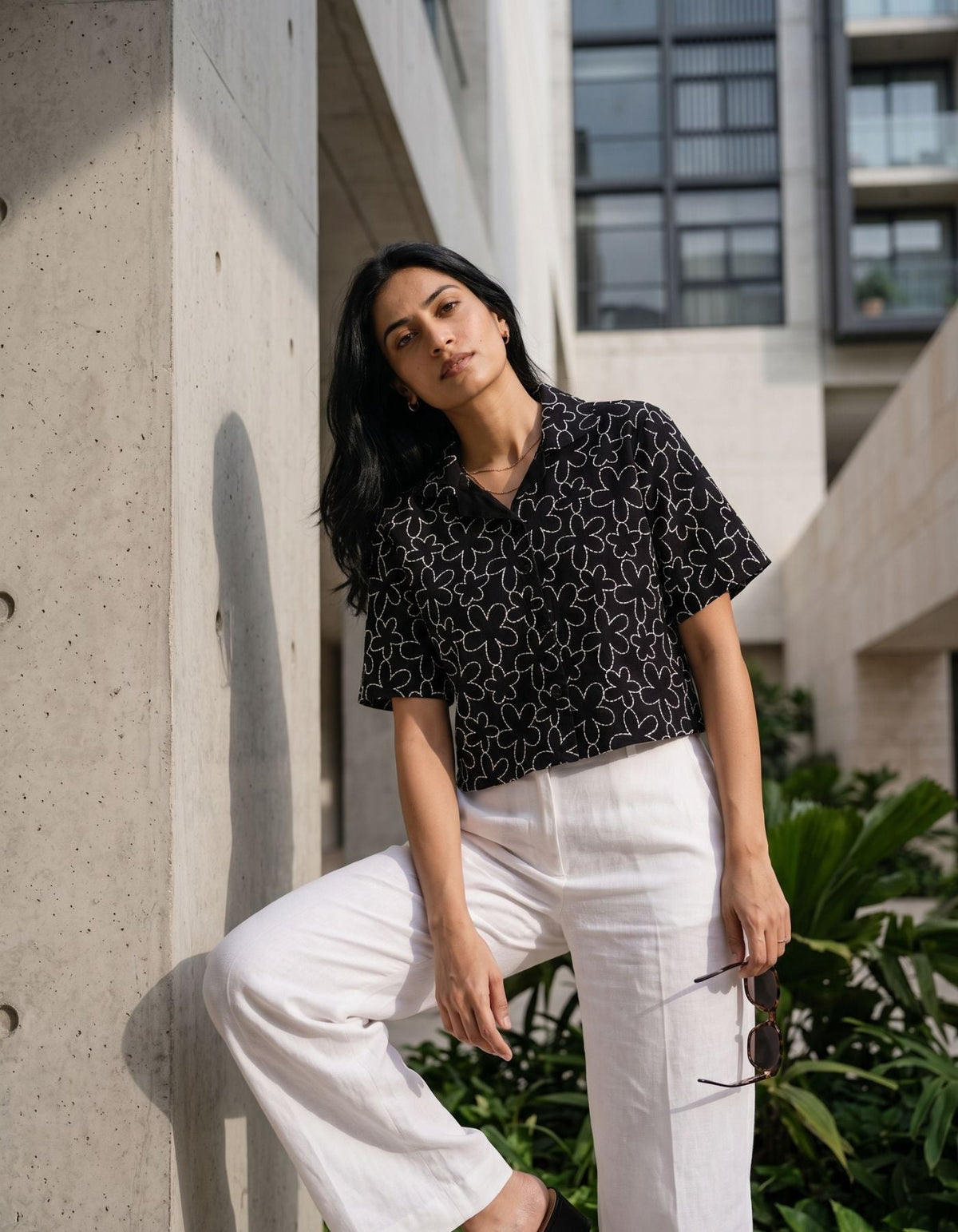 Elara Embroidered Cropped Shirt