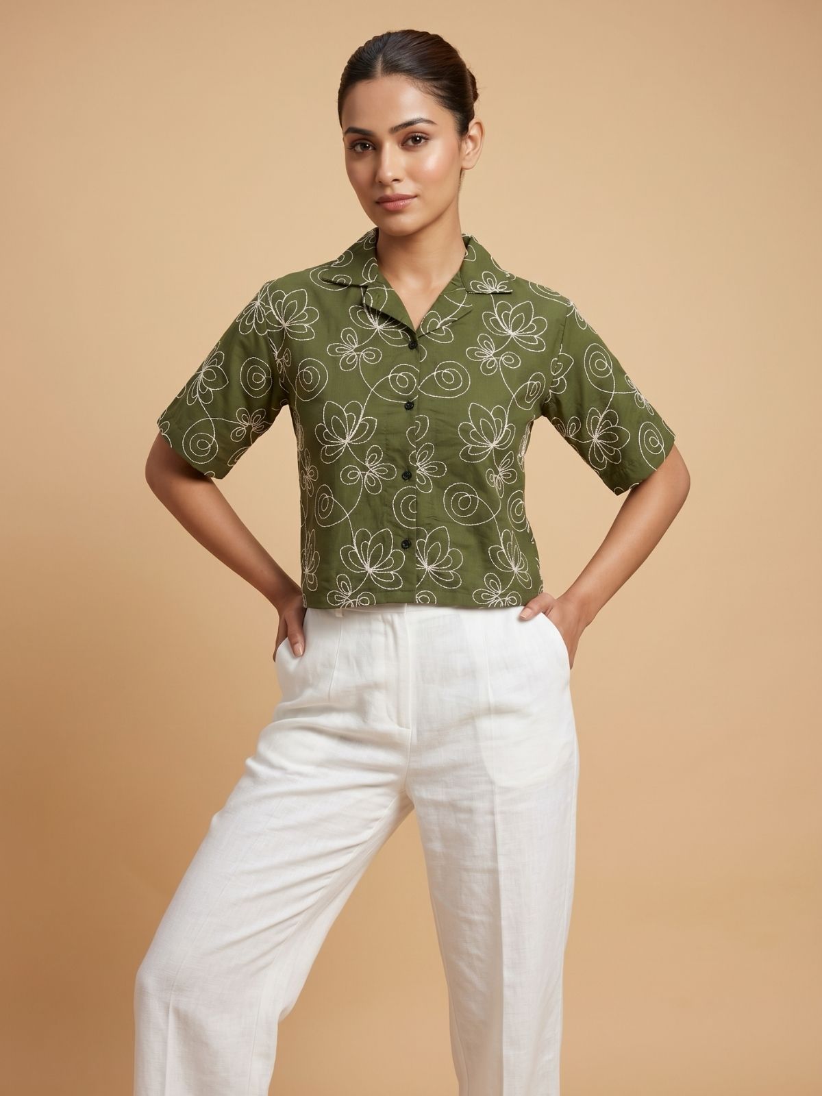 Mosselle Embroidered Shirt Cropped