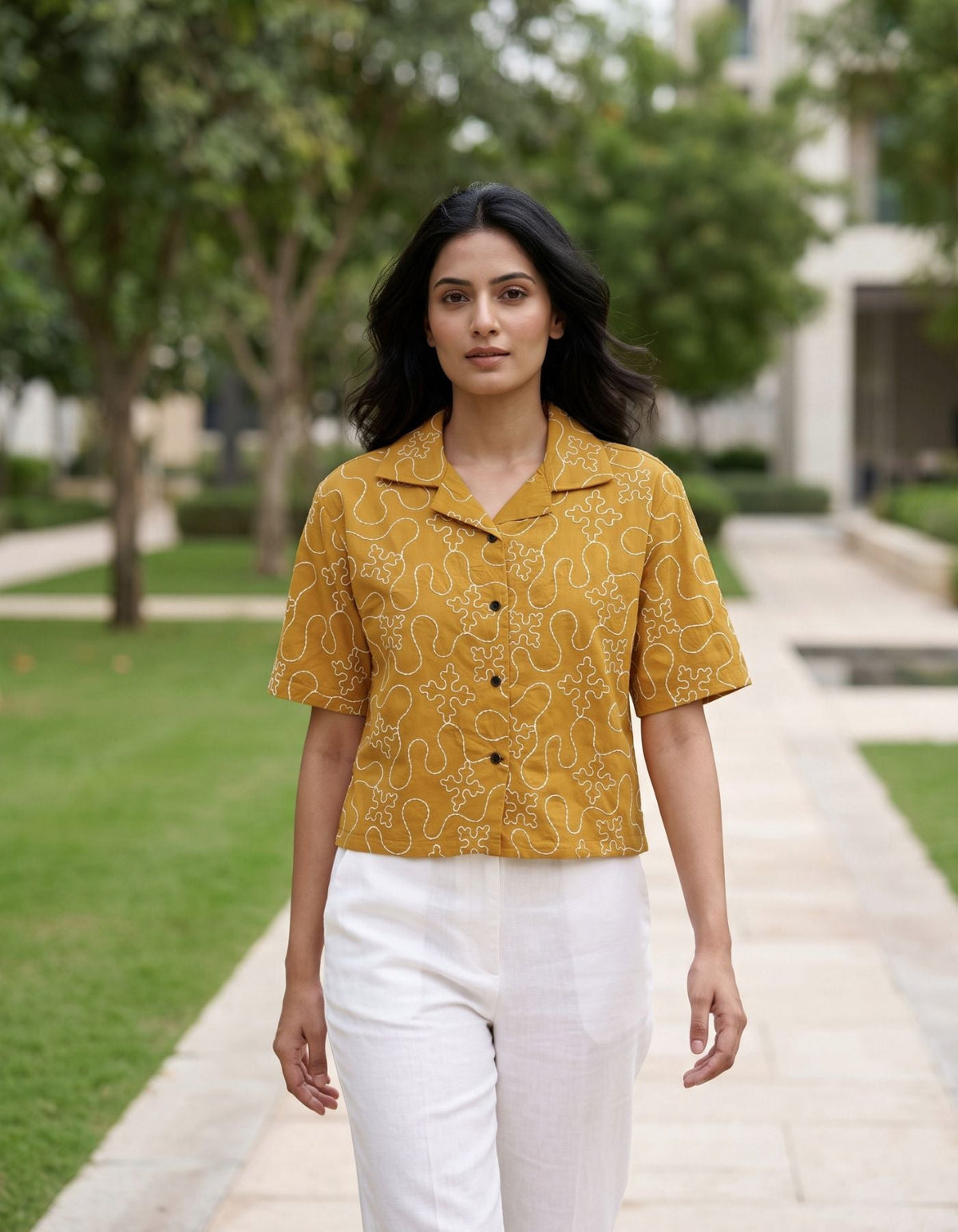 Aira Cropped Embroidered Shirt