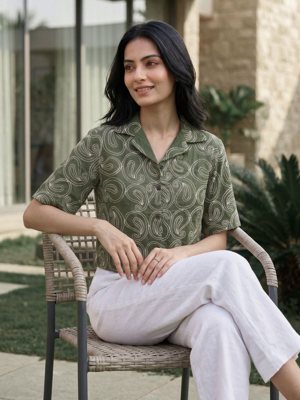 Orin Cropped Embroidered Shirt
