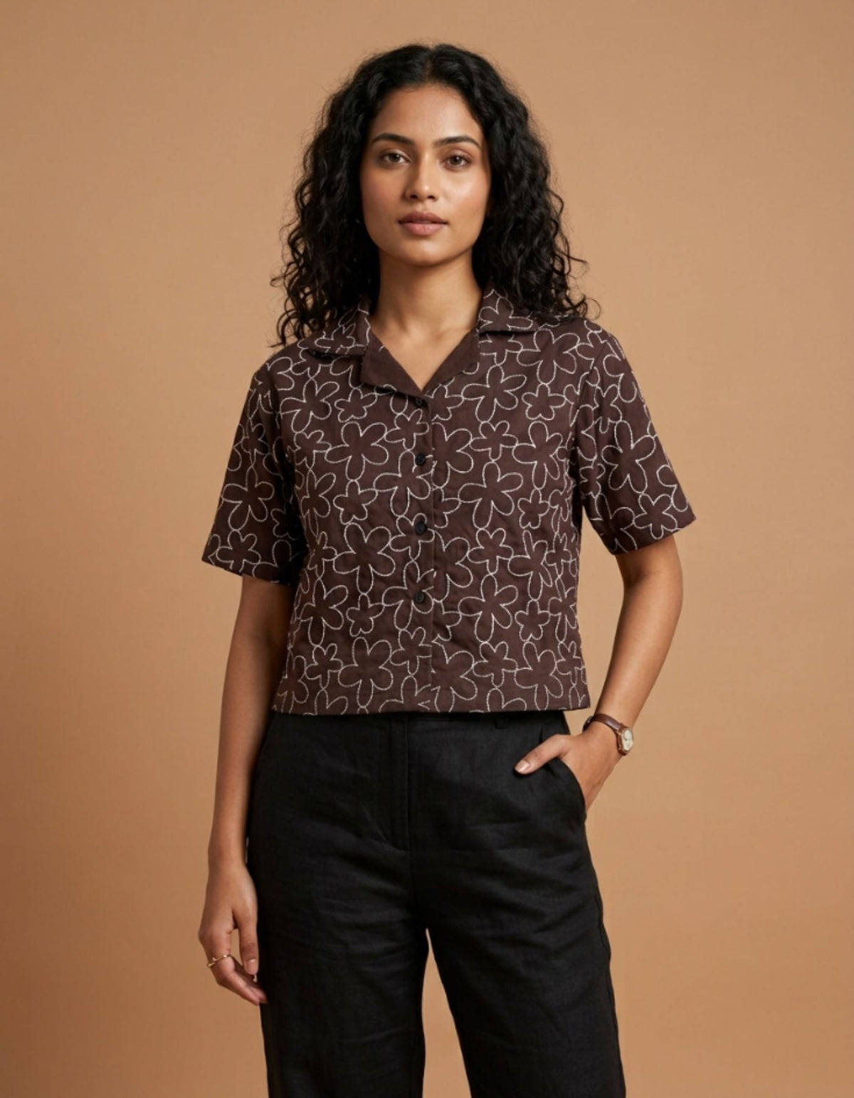 Sora Embroidered Cropped Shirt