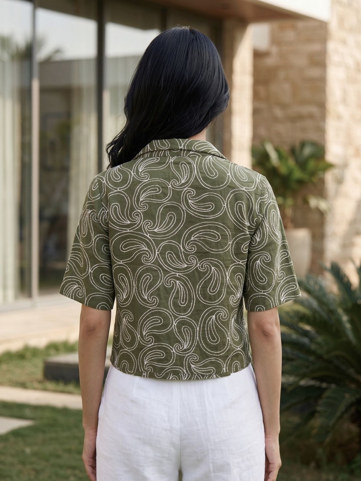 Orin Cropped Embroidered Shirt