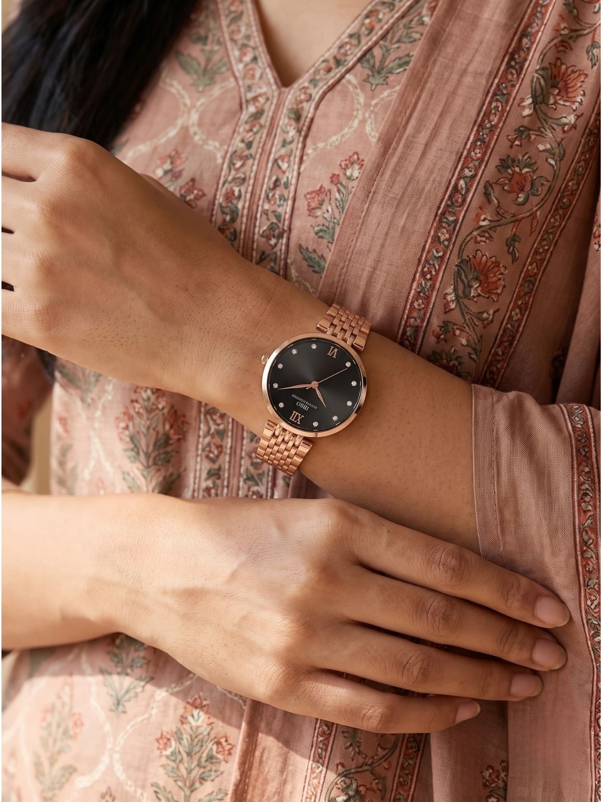 Seravelle Noir Rose Watch