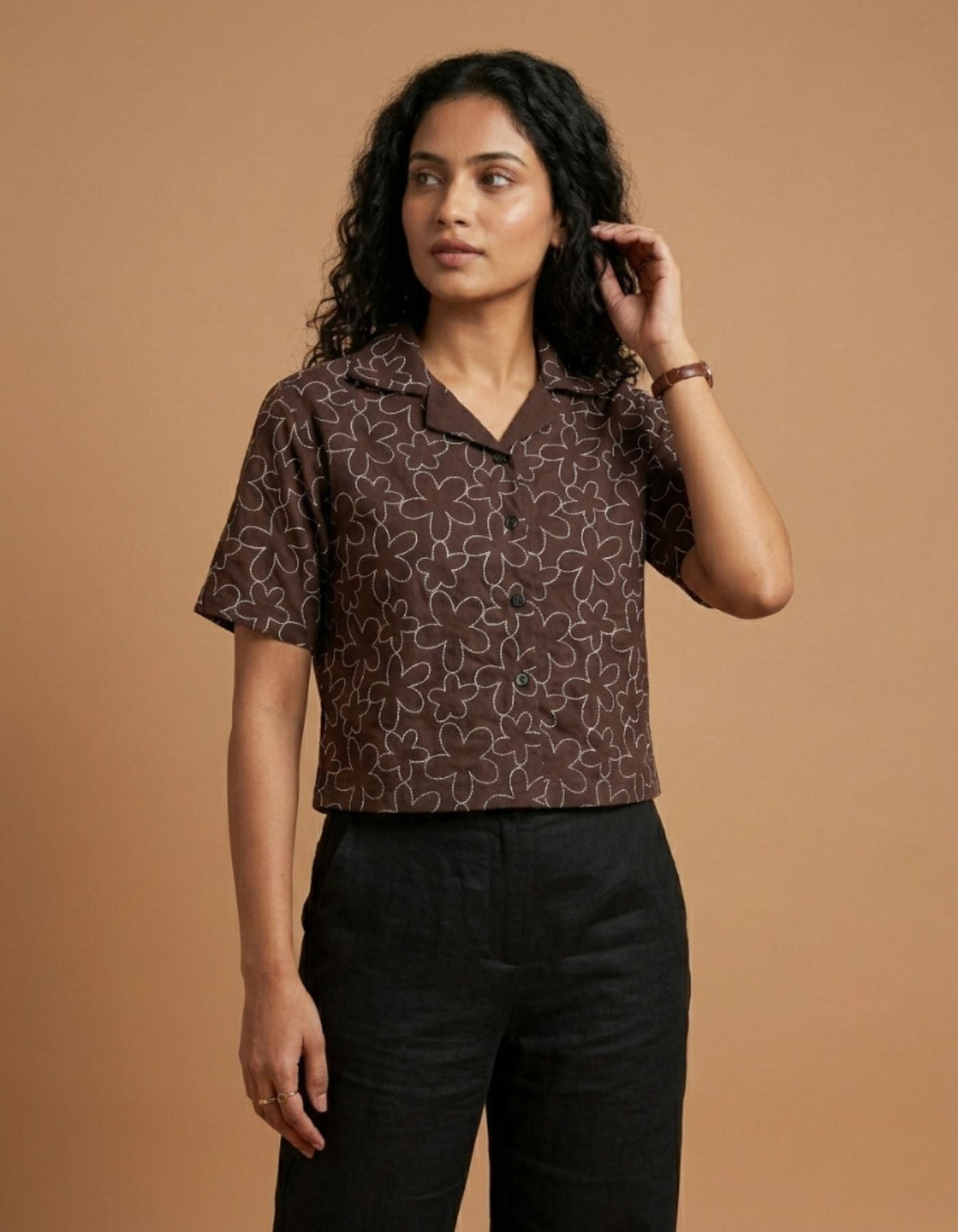 Sora Embroidered Cropped Shirt