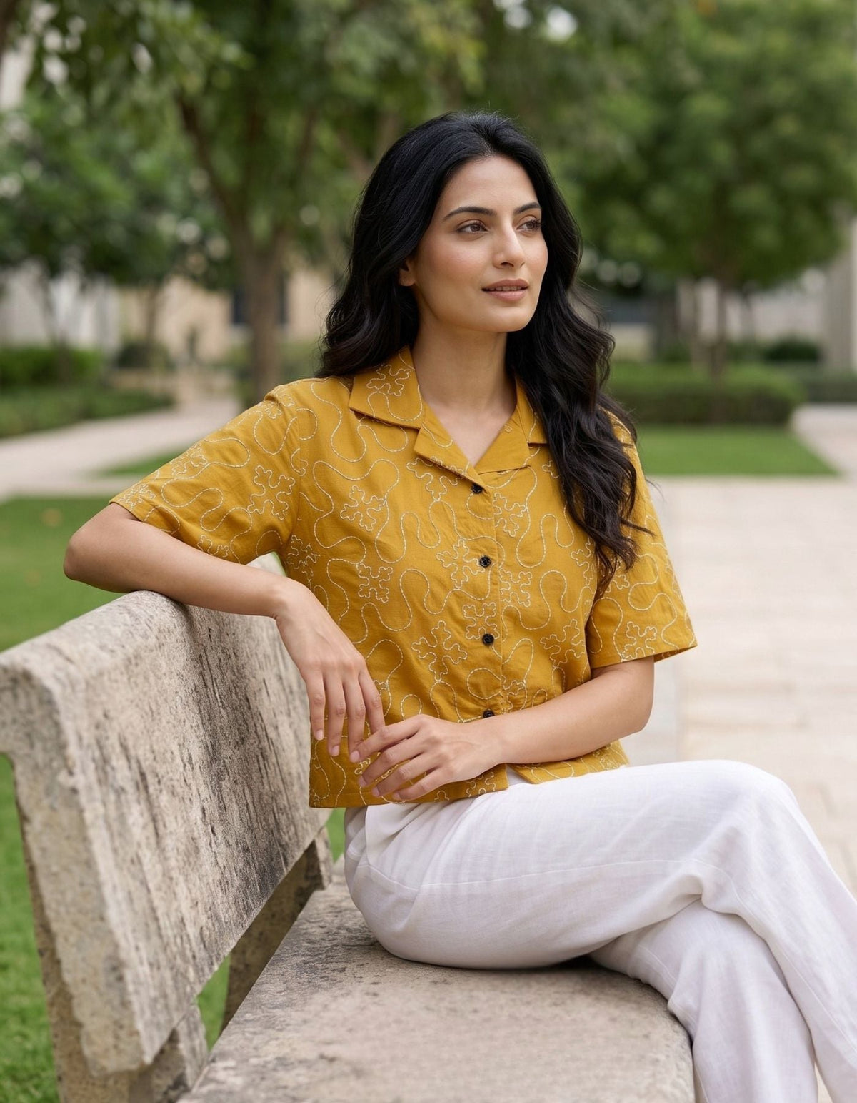 Aira Cropped Embroidered Shirt